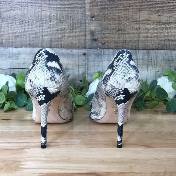 STUART WEITZMAN LEIGH 95 WOMENS FAUX LEATHER EMBOSSED PUMPS 8 - Picture 4 of 6